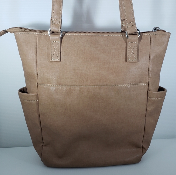 Multi Sac Beige Multi Pocket Functional Faux Leather Shoulder Bag - Picture 13 of 15